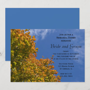 Fall Leaves and Blue Sky Rehearsal Dinner Invite