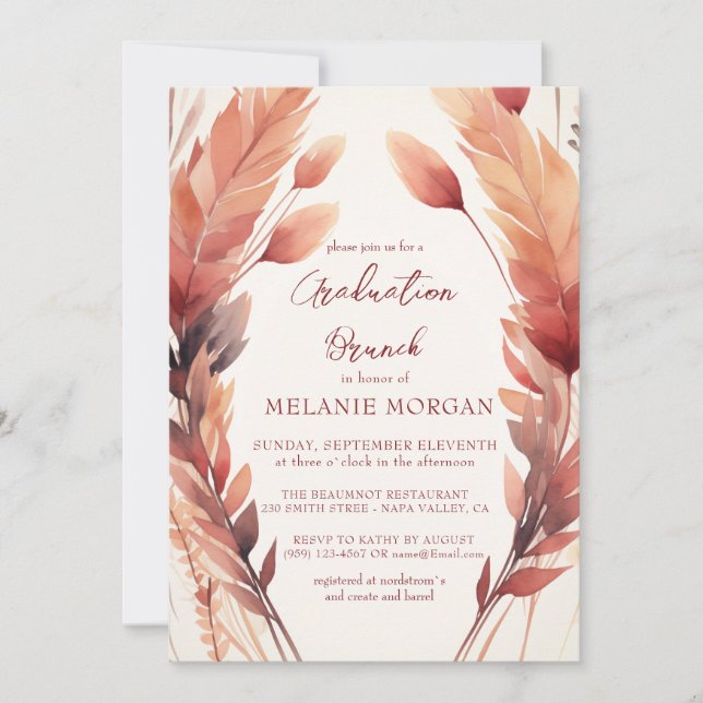 Fall Leaves and Feathers Bridal Shower Invitation (Front)
