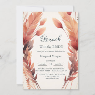 Fall Leaves and Feathers Brunch With Bride Invitation
