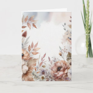 Fall leaves and flowers neutral earthy colours  card