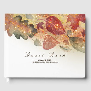 Fall Leaves and Glitter Wedding Guest Book