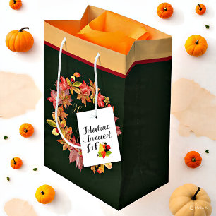 Fall leaves and ladybugs with customizable text medium gift bag