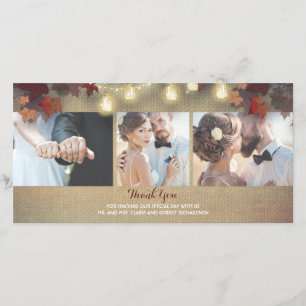 Fall Leaves and Mason Jars Photo Wedding Thank You Card