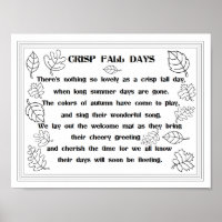 Fall Leaves and Poem Colouring Poster
