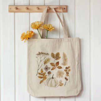 Fall Leaves and Pumpkin Large Tote Bag