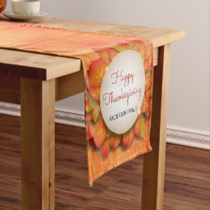 Fall Leaves And Turkey Short Table Runner