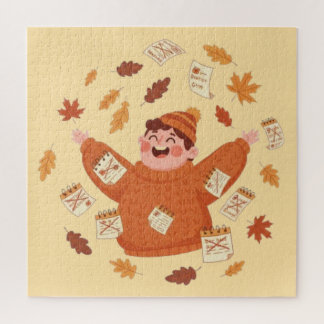 Fall Leaves Art | Playful Autumn Design Jigsaw Puzzle