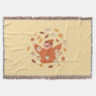 Fall Leaves Art | Playful Autumn Design Throw Blanket