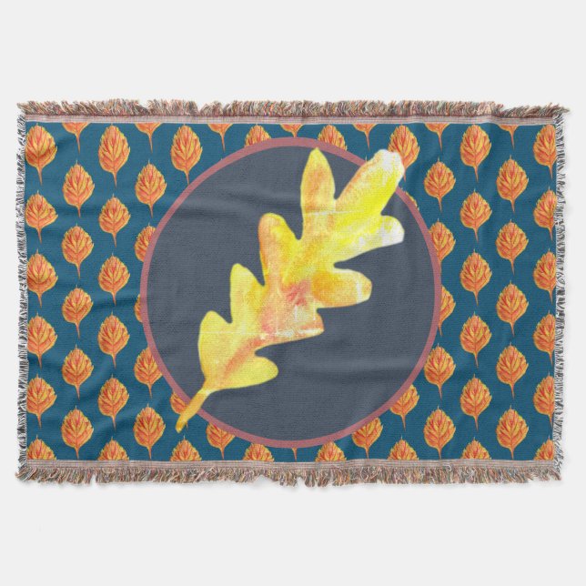 Fall Leaves Art Throw Blanket (Front)