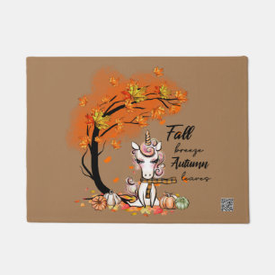 Fall Leaves Autumn Breeze Unicorn Doormat