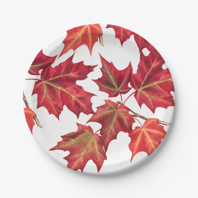Fall Leaves Autumn Bridal Shower or Wedding Paper Plate (Front)