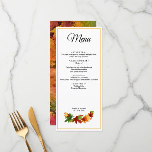 Fall Leaves Autumn Colour Personalize Wedding Menu