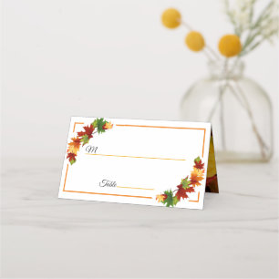 Fall Leaves Autumn Colours Personalize Names Date Place Card