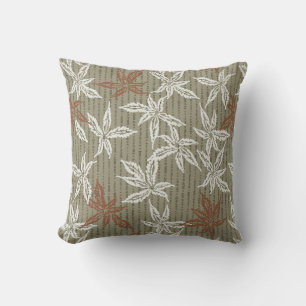 fall leaves autumn foliage khaki green rust maple throw pillow