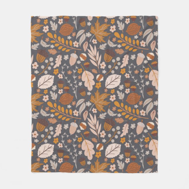Fall Leaves, Autumn night's seamless pattern  Fleece Blanket (Front)