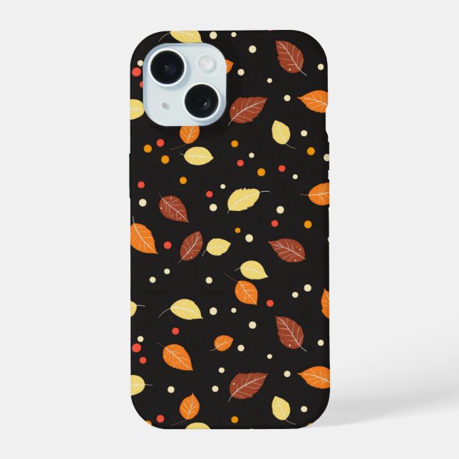 Fall Leaves Autumn Pattern iPhone 15 Case (Back)