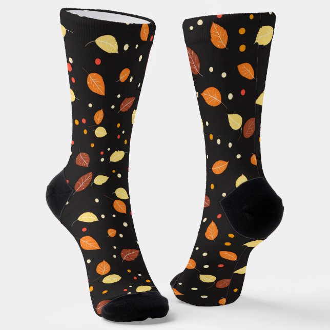 Fall Leaves Autumn Pattern Socks (Angled)
