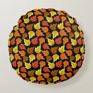 Fall Leaves Autumn Season Thanksgiving Halloween Round Pillow