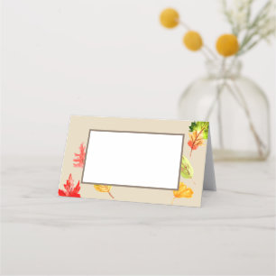 Fall leaves autumn tent food cards