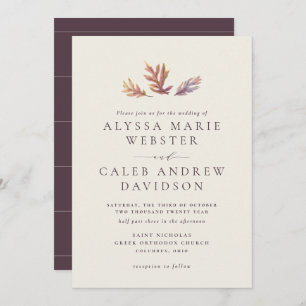 Fall leaves autumn wedding invitation
