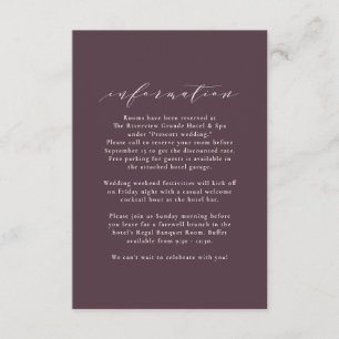 Fall leaves autumn wedding plum information enclosure card