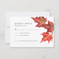 Fall Leaves Autumn Wedding RSVP Card