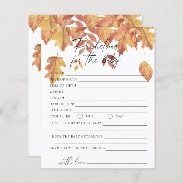 Fall leaves - Baby predictions and advice  (Front/Back)