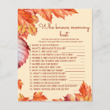 Fall leaves baby shower Who knows mommy best game