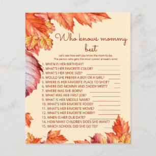 Fall leaves baby shower Who knows mommy best game