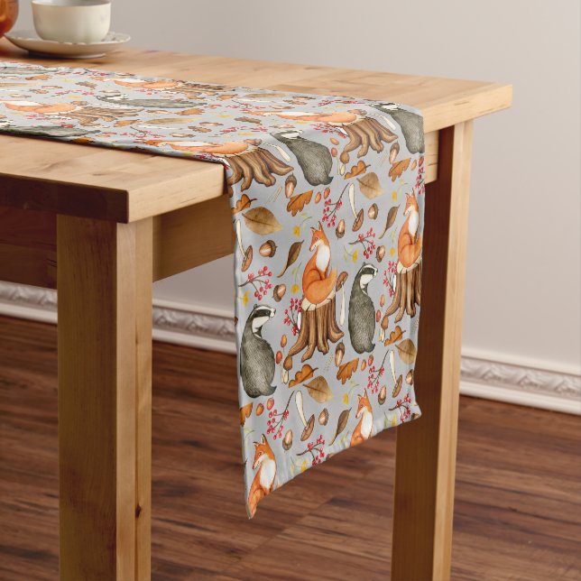 Fall Leaves Badger & Fox Pattern  Short Table Runner (In Situ)