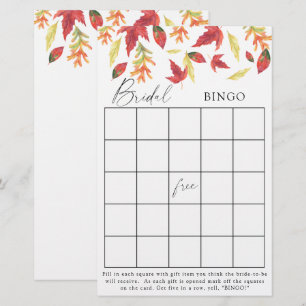 Fall leaves - Bridal shower bingo game