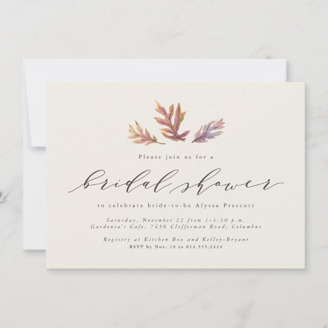 Fall leaves bridal shower invitation (Front)