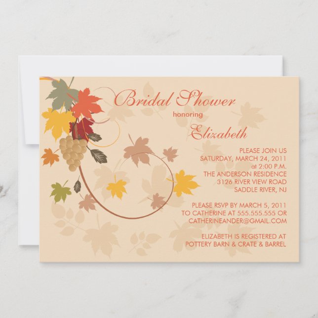 Fall Leaves Bridal Shower Invitation Autumn (Front)