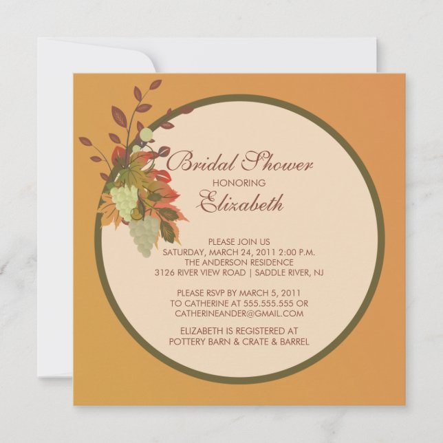 Fall Leaves Bridal Shower Invitation Autumn (Front)