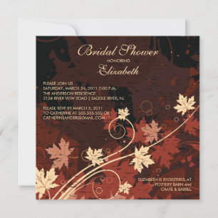 Fall Leaves Bride Bridal Shower Invitation Autumn