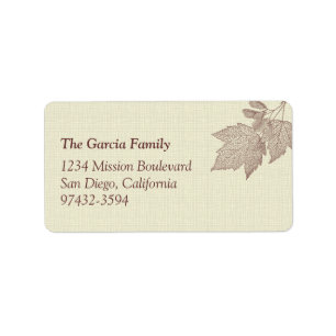 Fall leaves brown canvas texture return or mailing label