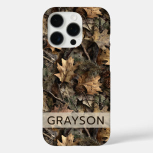Fall Leaves Camouflage Personalized iPhone 16 Pro Case