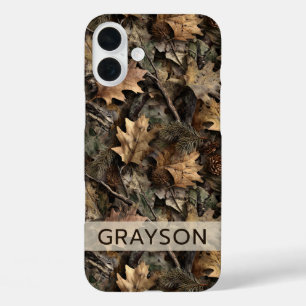 Fall Leaves Camouflage Personalized iPhone 16 Plus Case