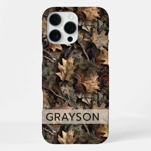 Fall Leaves Camouflage Personalized iPhone Case (Back)