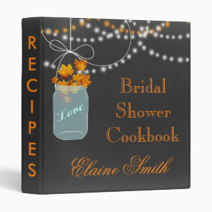Fall Leaves Chalkboard Mason Jar Recipe Folder Binder
