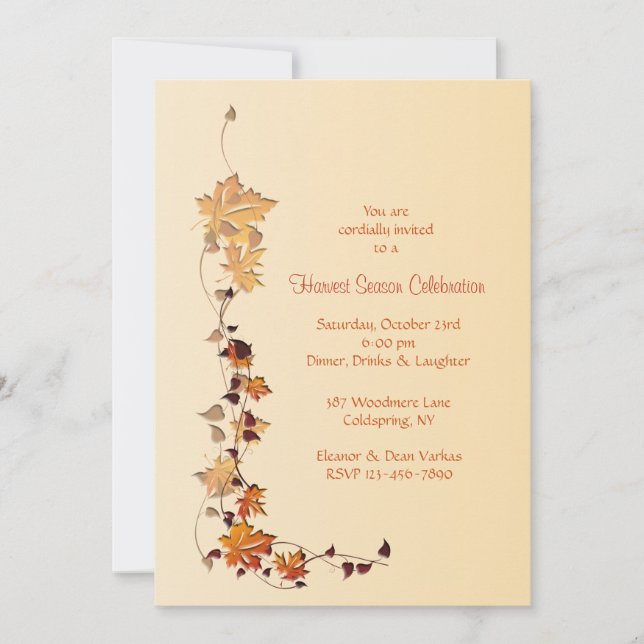 Fall Leaves Corner Invitation (Front)