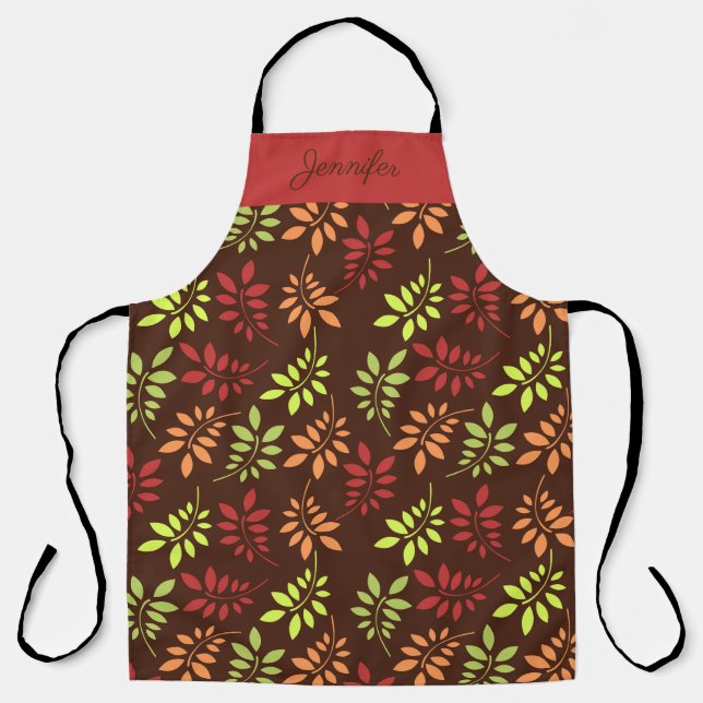 Fall Leaves Custom Kitchen  Apron (Front)