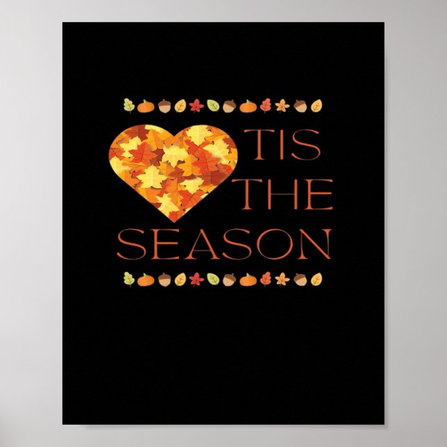 Fall Leaves Cute Autumn Graphic Thanksgiving Pumpk Poster (Front)