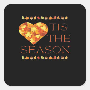Fall Leaves Cute Autumn Graphic Thanksgiving Pumpk Square Sticker
