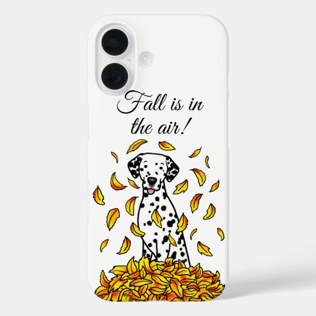 Fall Leaves Dalmatian (black 1) Dog Playing Cute Case-Mate iPhone Case (Back)