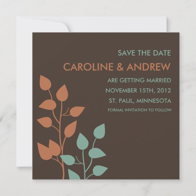 Fall Leaves Double Boughs Save the Date Cards (Front)