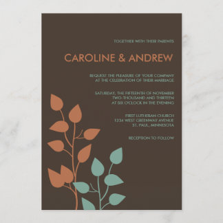 Fall Leaves Double Boughs Wedding Invitations