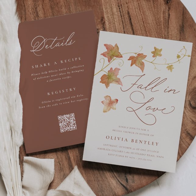 Fall Leaves Double Sided QR Code Bridal Shower Invitation (Creator Uploaded)