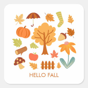 Fall Leaves Enjoy the Colourful Season Square Sticker