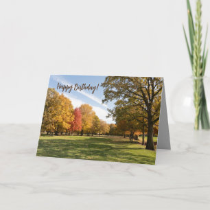Fall Leaves Fairway grass Birthday card